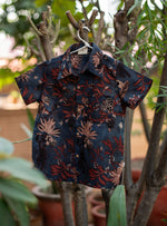 Angad Shirt Half Sleeves : Ajrakh Ubud Indigo Voile