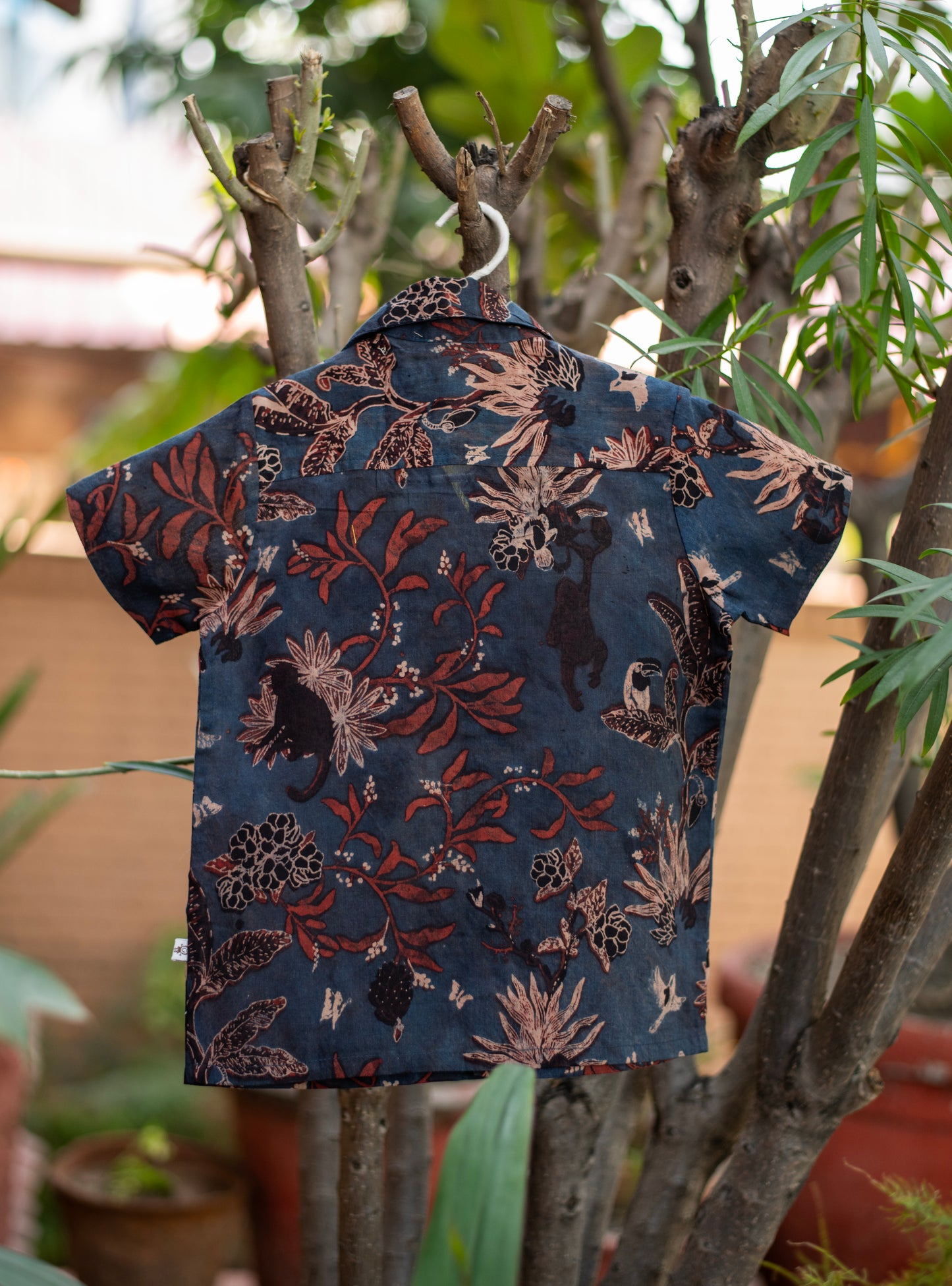 Angad Shirt Half Sleeves : Ajrakh Ubud Indigo Voile