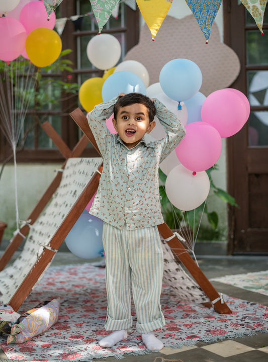 Kids Epaulet Pant : Lemur Blue Voile