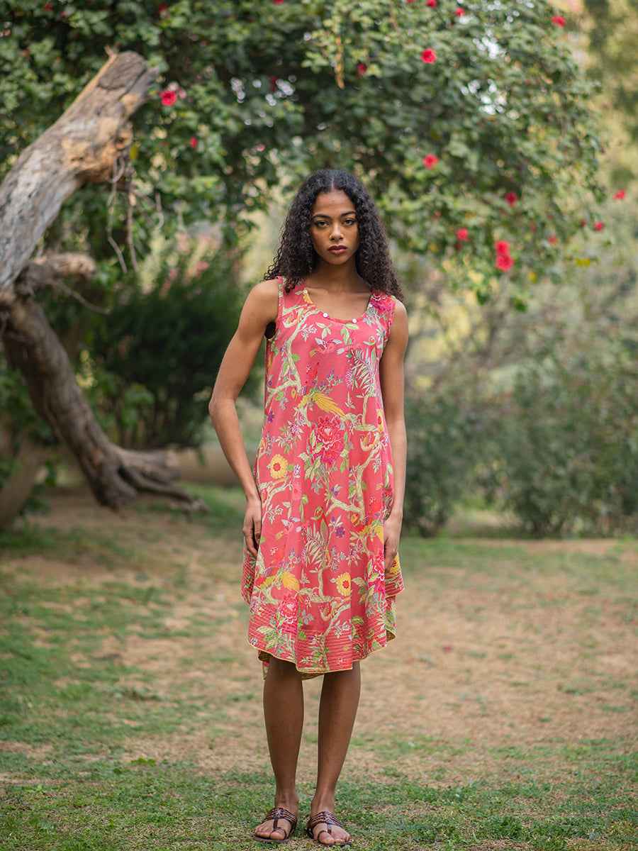 Ann Dress : Bird Coral