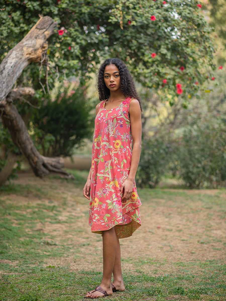 Ann Dress : Bird Coral