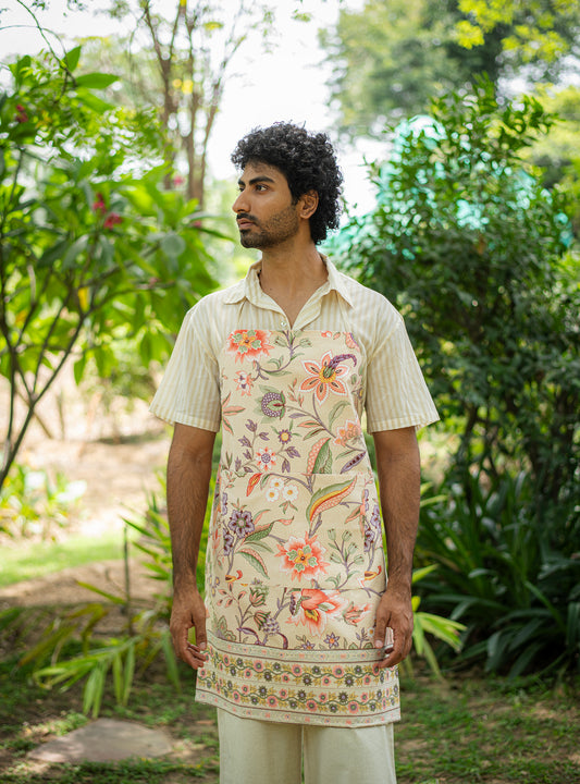 Printed Apron : Kerala Cream Canvas