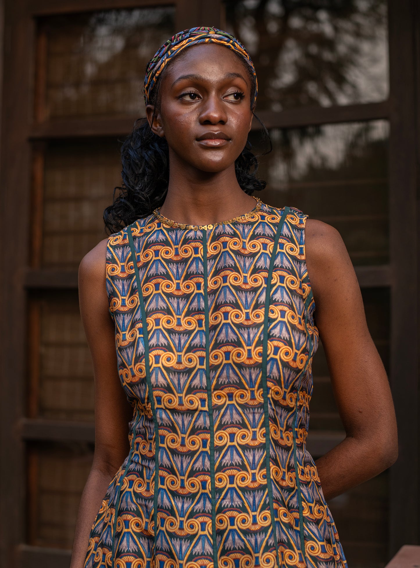 Esna Dress : Faiyum Emerald Chanderi