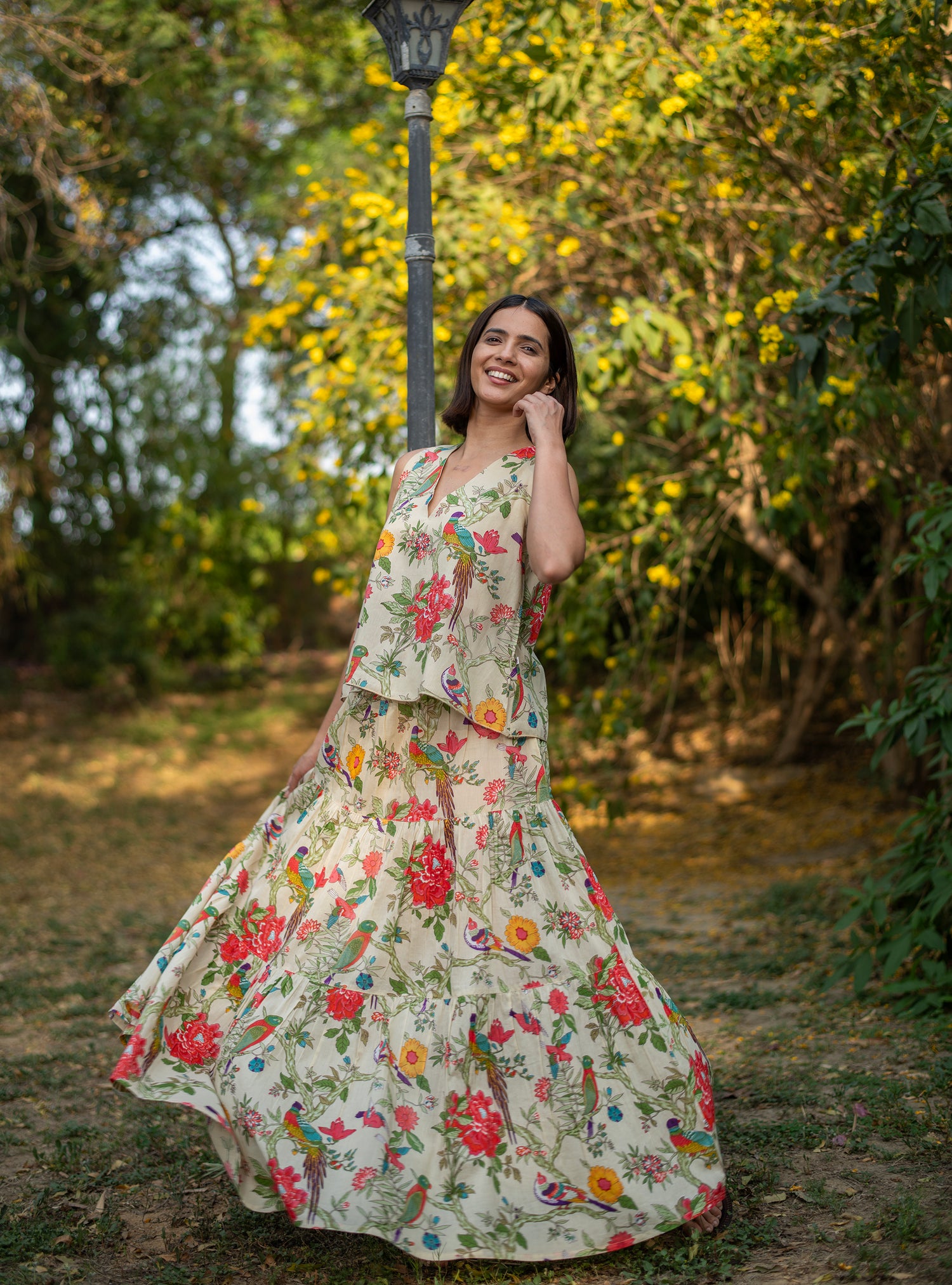 Ayumi Skirt : Bird Lime