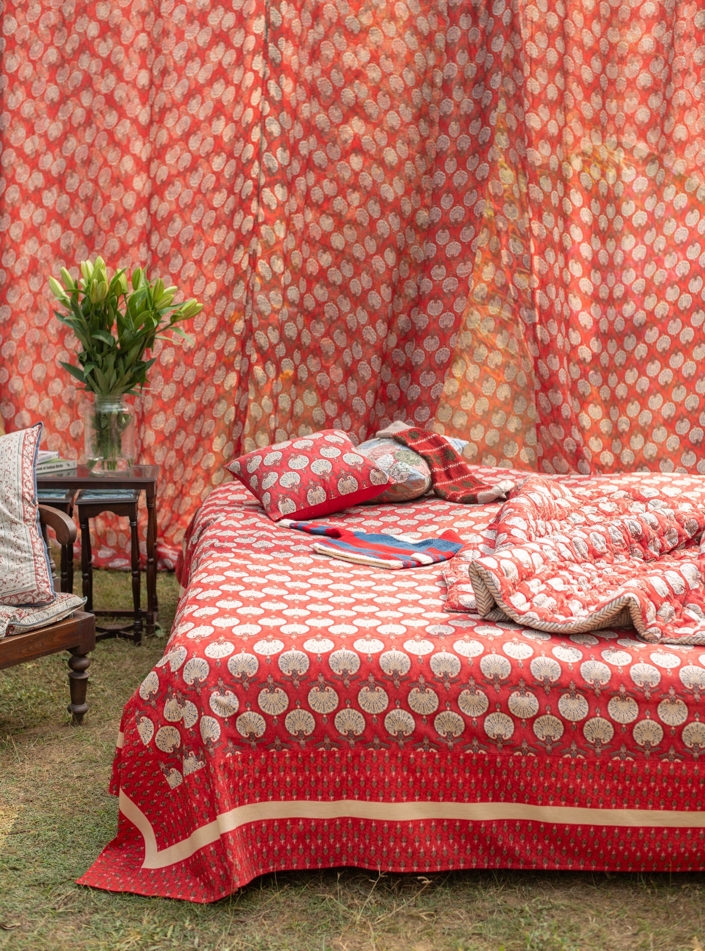 Printed Bed Cover : Shahi Red Sheeting