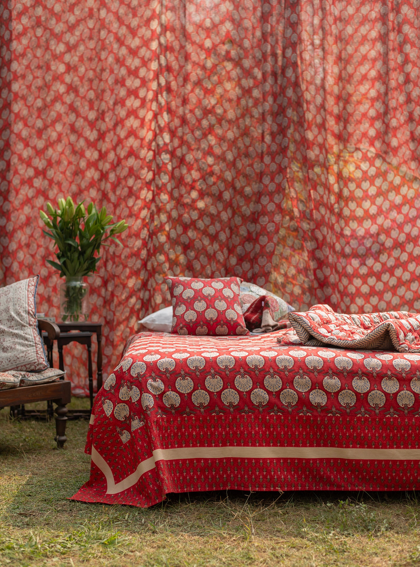 Printed Bed Cover : Shahi Red Sheeting