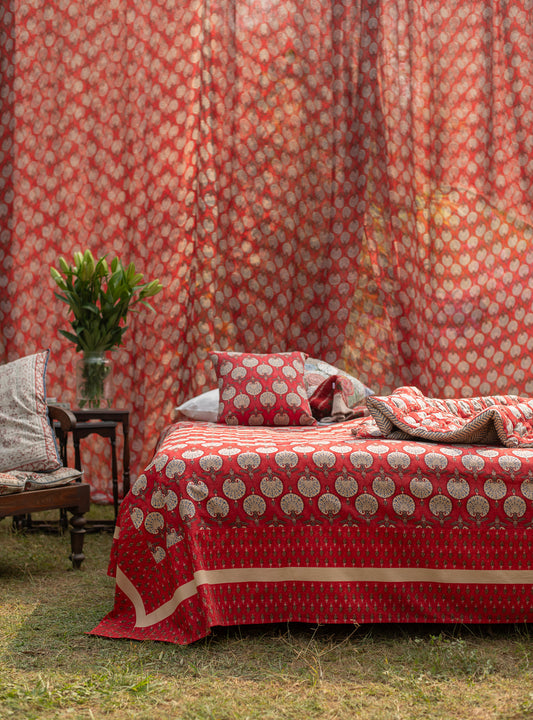 Printed Bed Cover : Shahi Red Sheeting