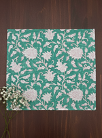 Block Printed Napkin Single : Rush Aqua