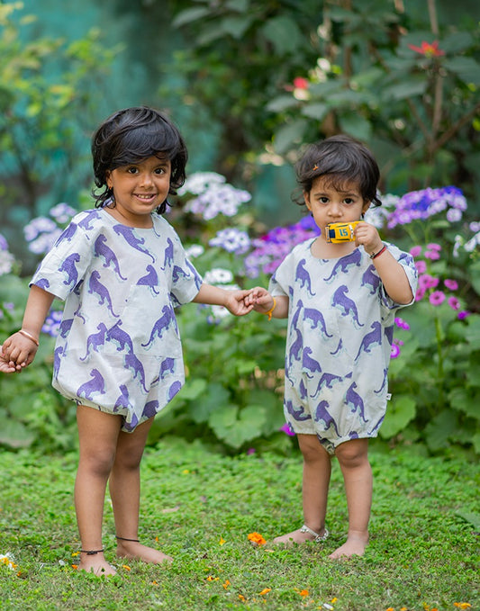 Small Leopard Baby Romper : Aqua