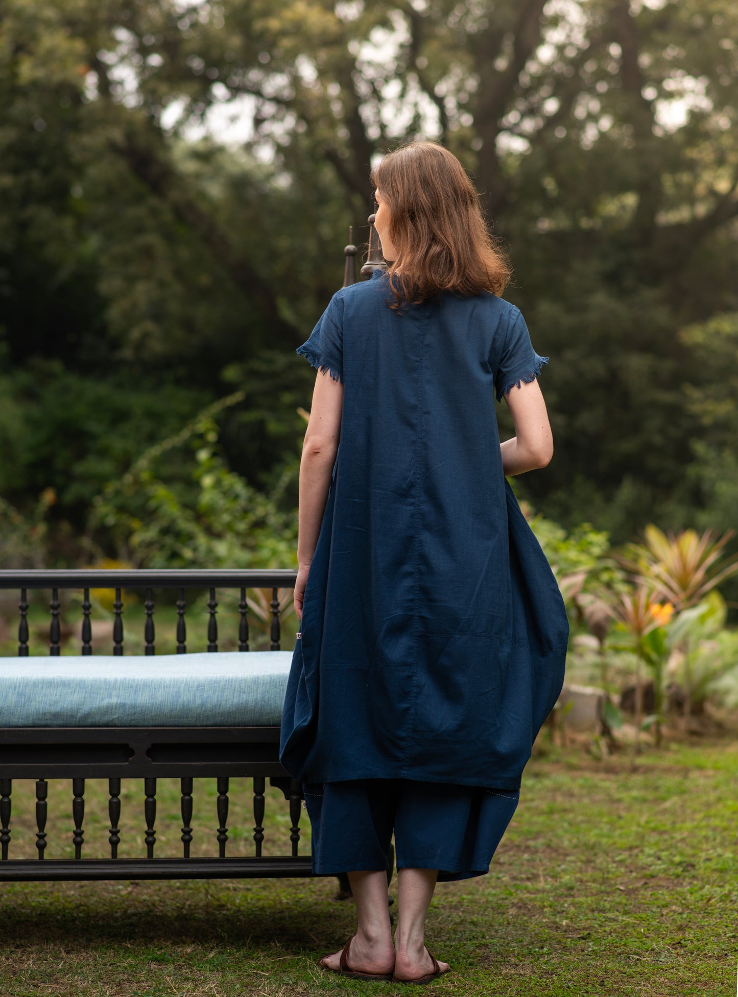 Balloon Dress : Solid Indigo Slub