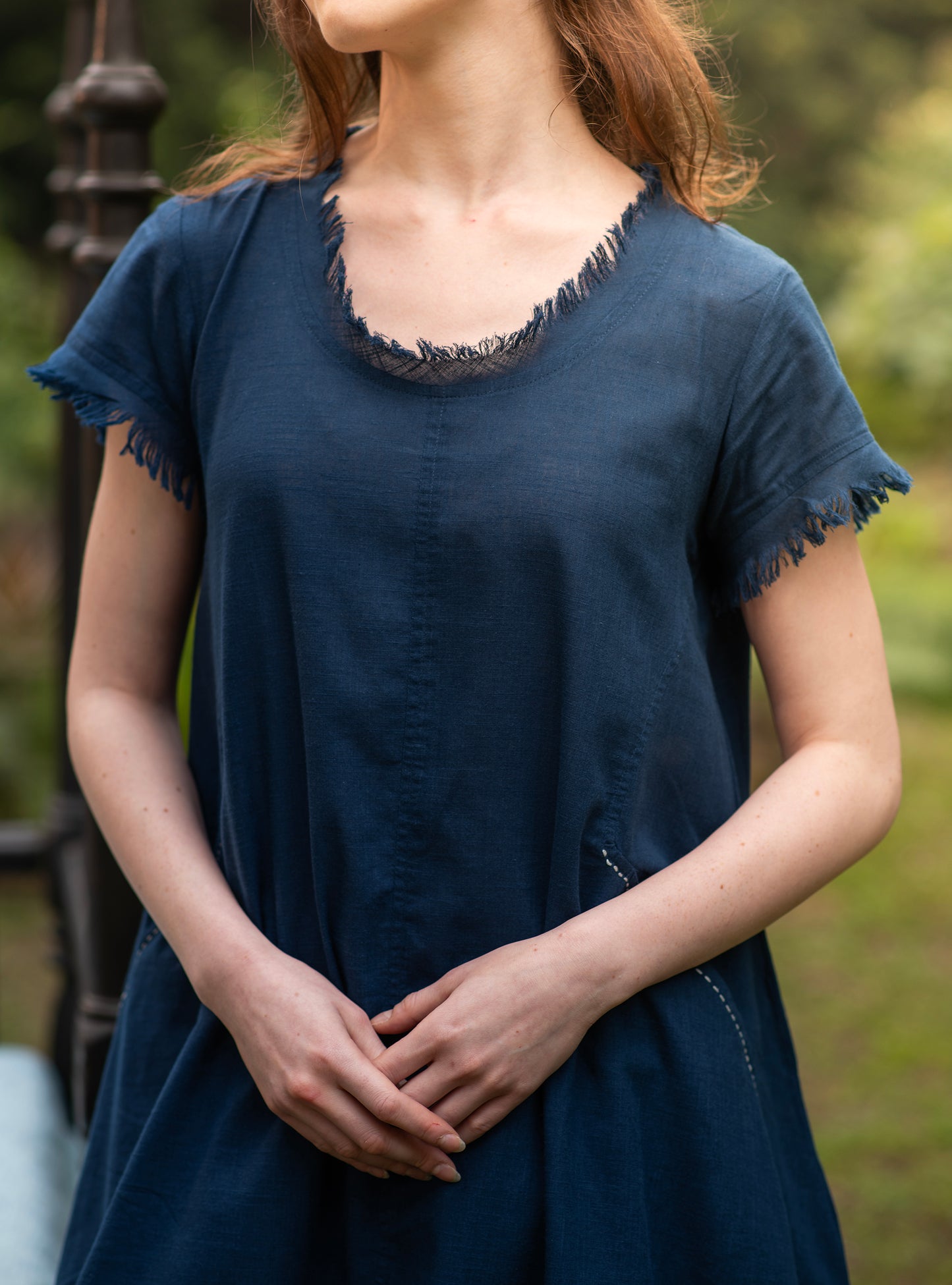 Balloon Dress : Solid Indigo Slub