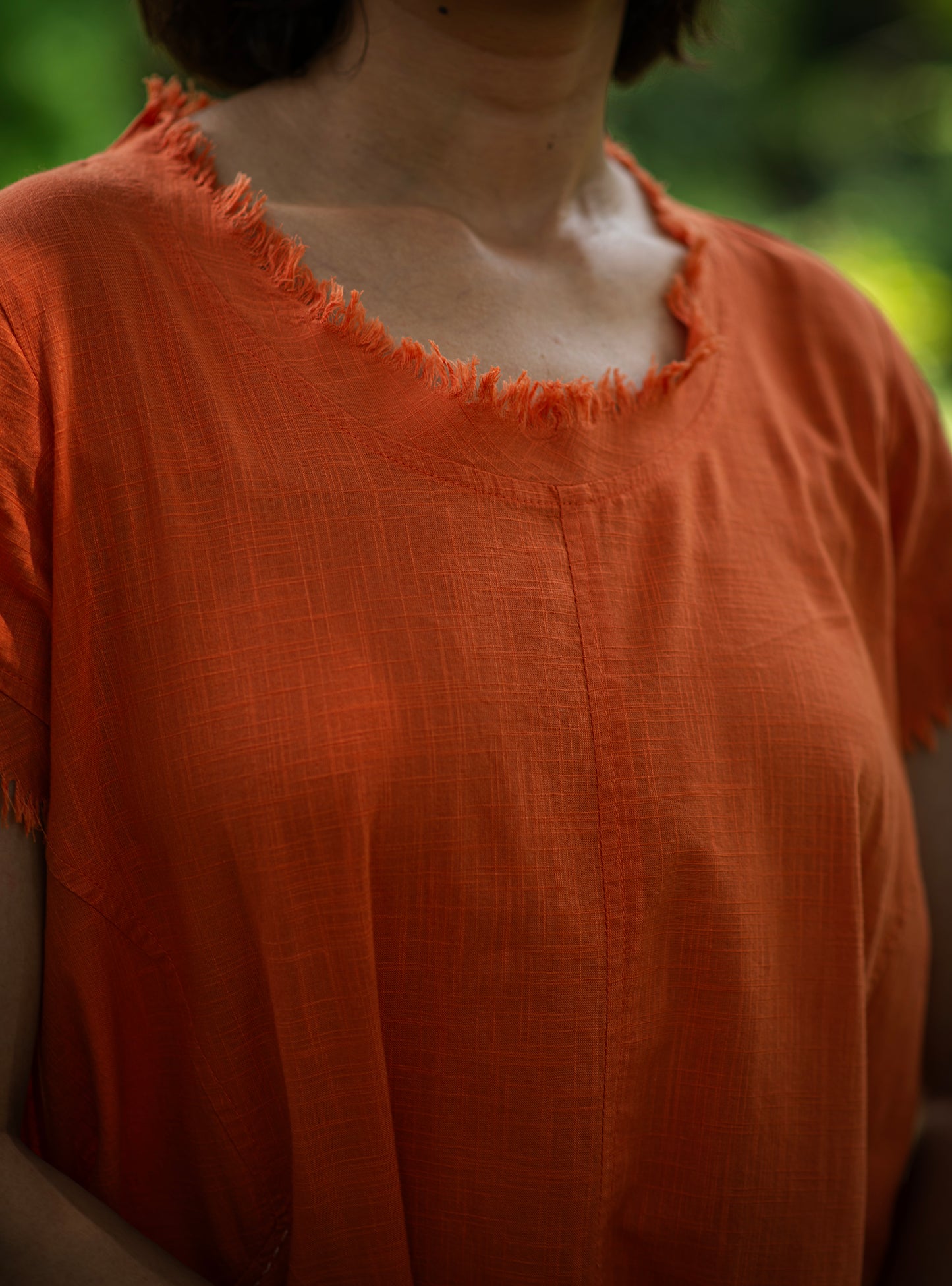 Balloon Dress : Solid Orange Slub