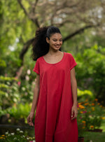 Balloon Jumpsuit : Solid Coral Slub