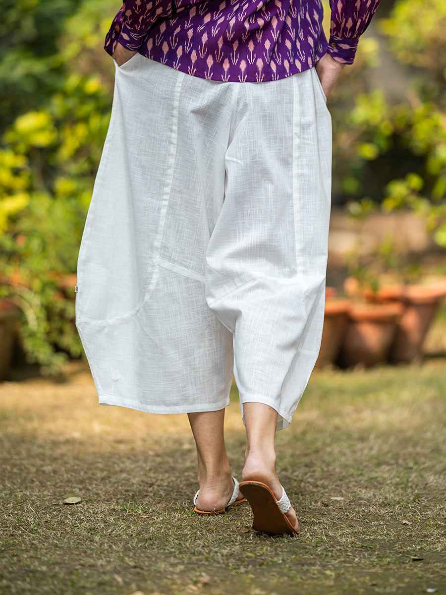 Balloon Pant : Solid White Slub