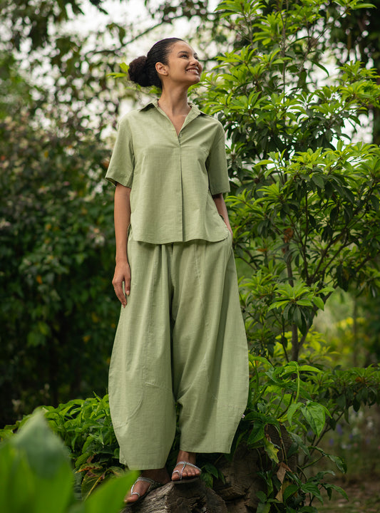 Balloon Pant : Solid Sage Slub