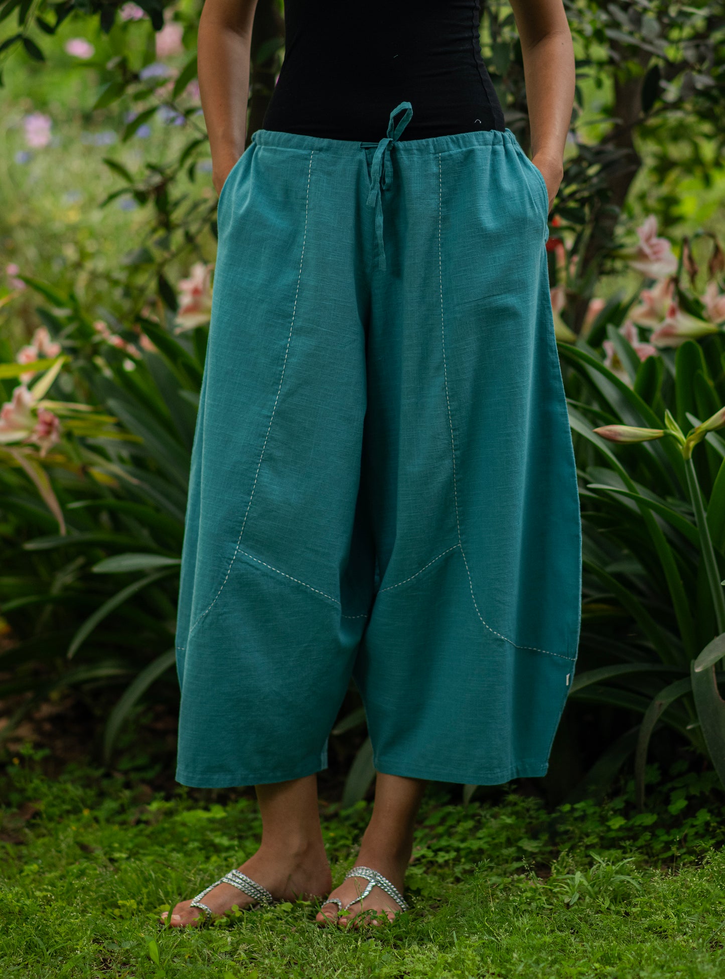Balloon Pant : Solid Turq Slub