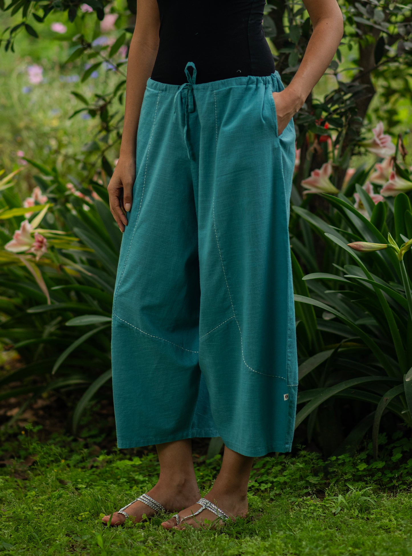 Balloon Pant : Solid Turq Slub