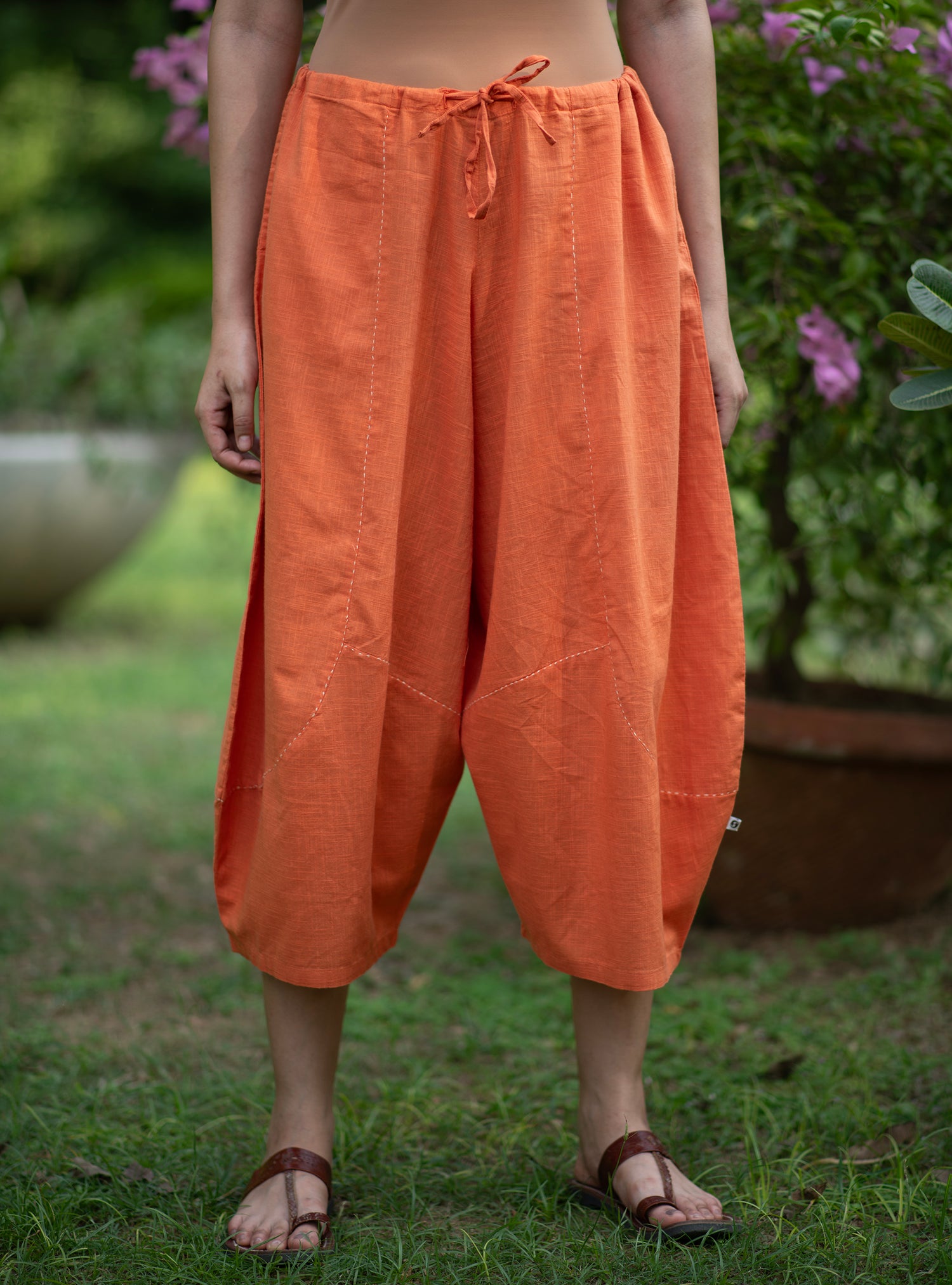 Balloon Pant : Solid Orange Slub
