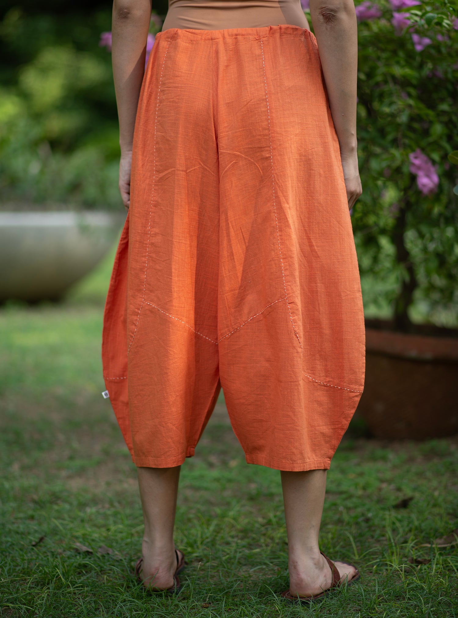 Balloon Pant : Solid Orange Slub