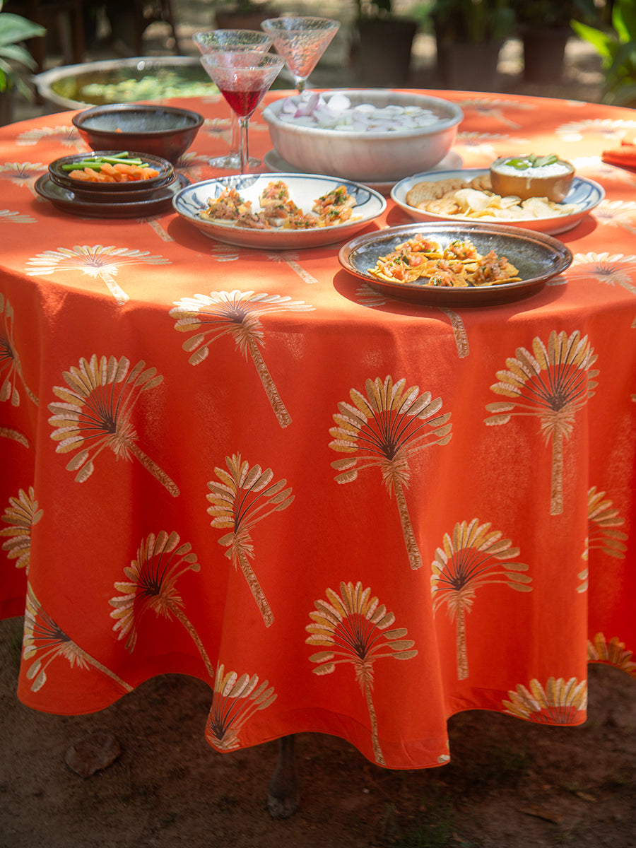 Printed Table Cloth-Piping : Banana Rust