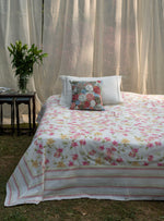 Printed Bed Cover : Bougainvillea Ivory Textured
