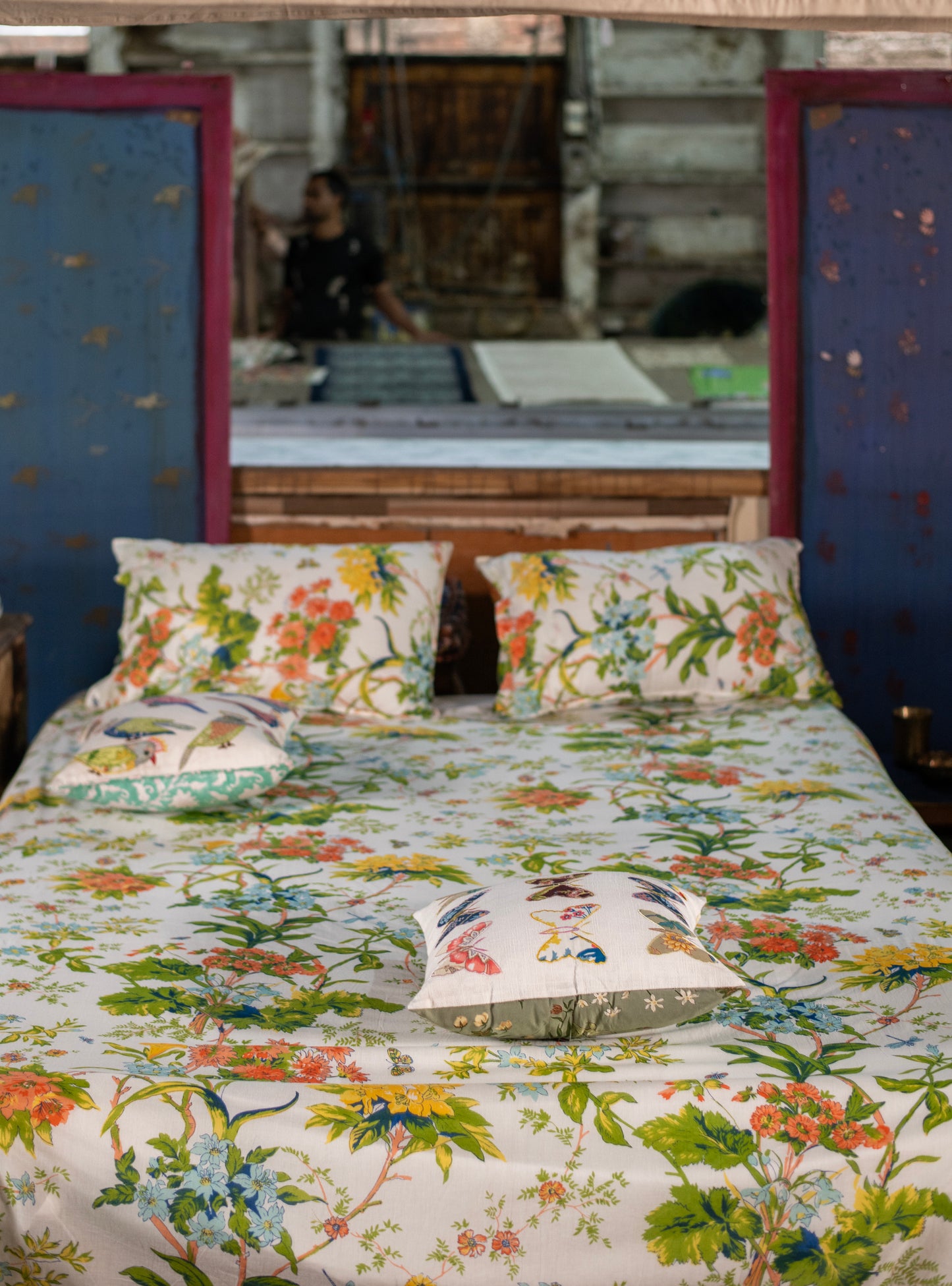 Printed Fitted Sheet With Pillow : Corsica Country Voile