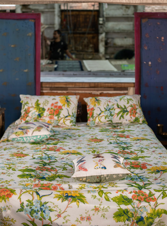 Printed Fitted Sheet With Pillow : Corsica Country Voile
