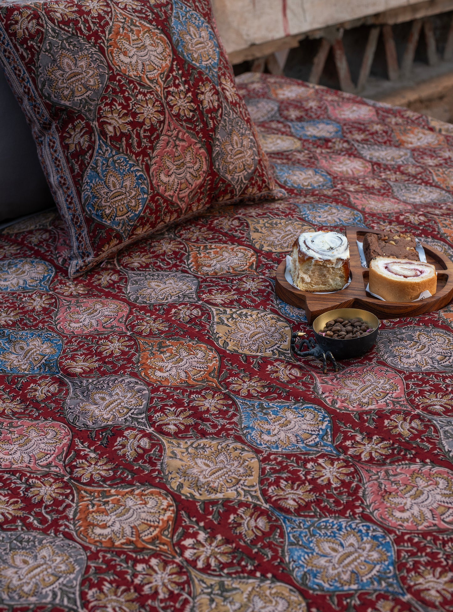 Kalamkari Bed Cover : Jabeli Red Sheeting