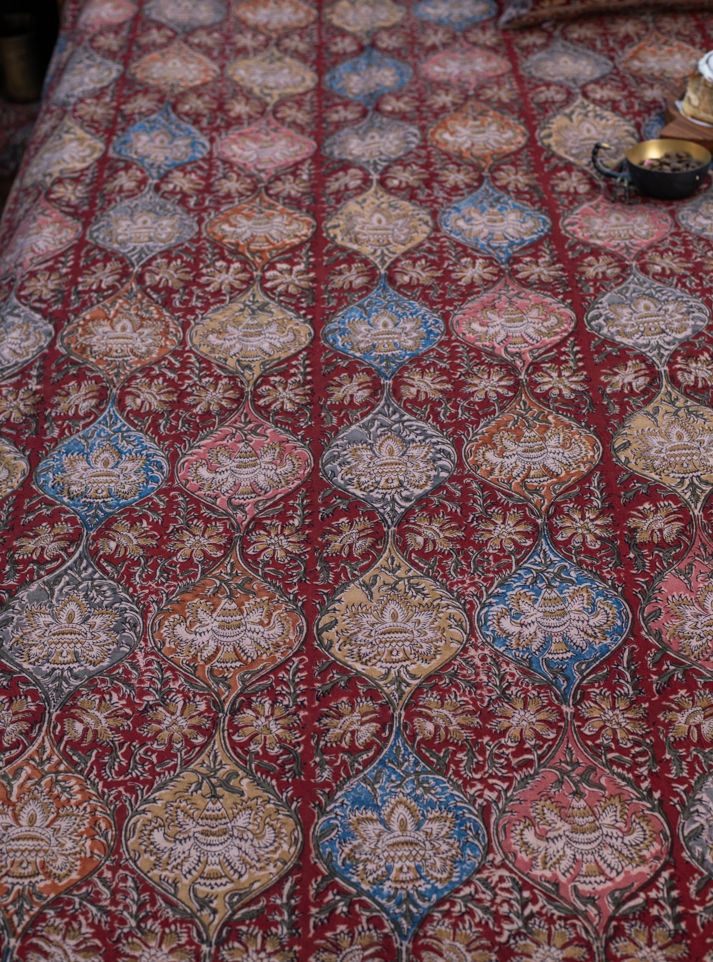 Kalamkari Bed Cover : Jabeli Red Sheeting