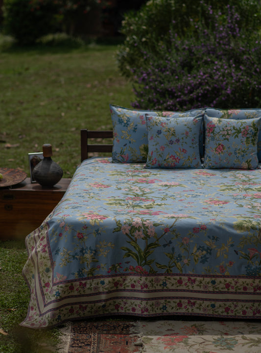 Printed Bed Cover Extra Border : Corsica Chambray Sheeting