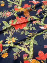 Cotton Voile Fabric  : Bird Black