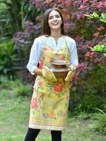 Printed Apron : Bird Yellow Canvas