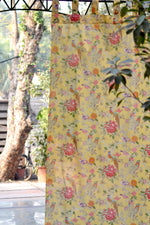 Printed Curtain : Bird Yellow Voile