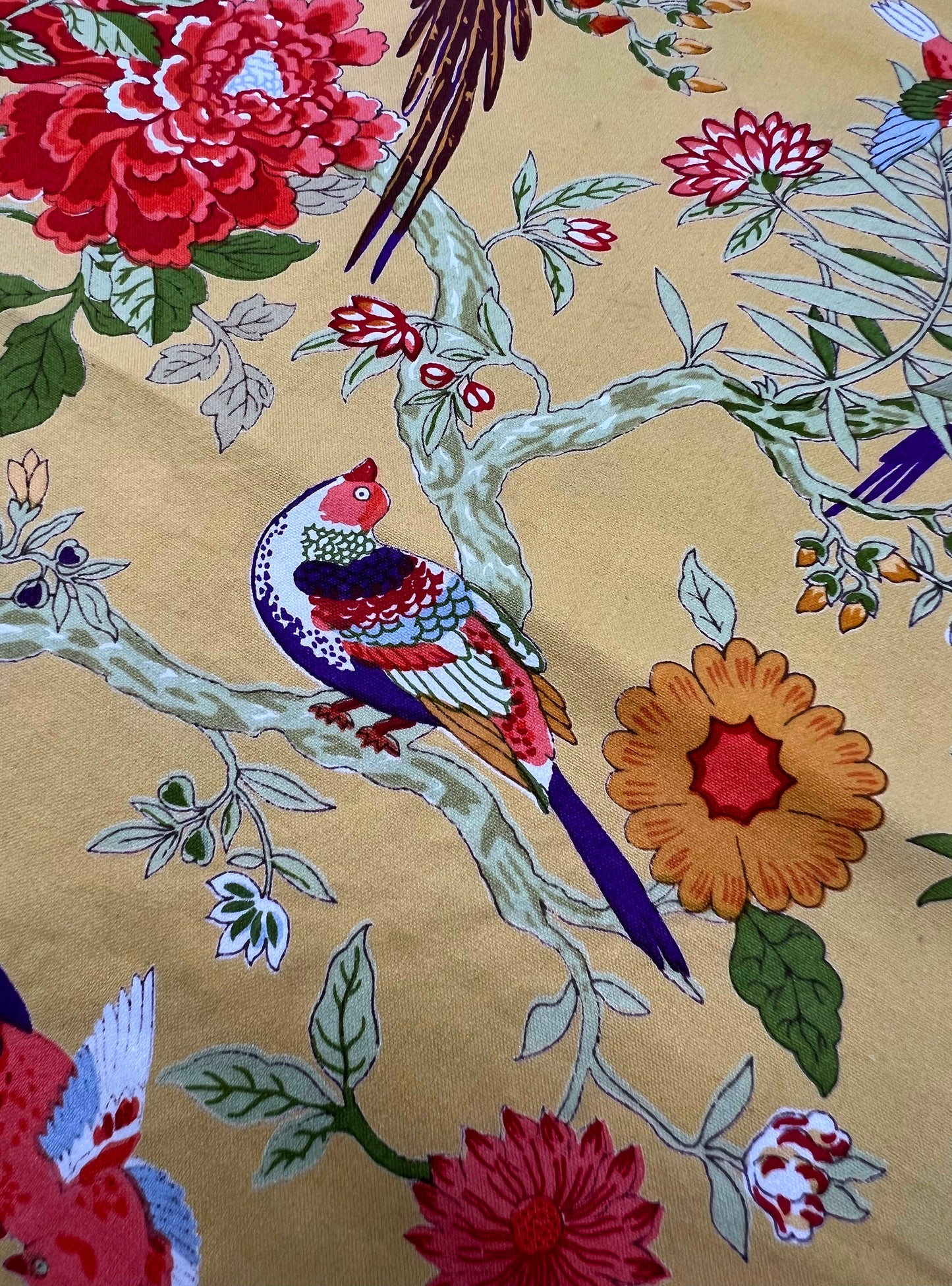 Cotton Canvas  Fabric  : Bird Yellow