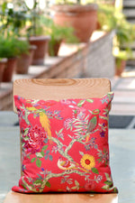 Canvas Cushion Cover Reversible : Bird Coral