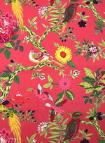 Cotton Canvas  Fabric  : Bird Coral