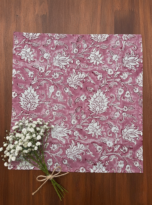 Block Printed Napkin Single : Rush Pink