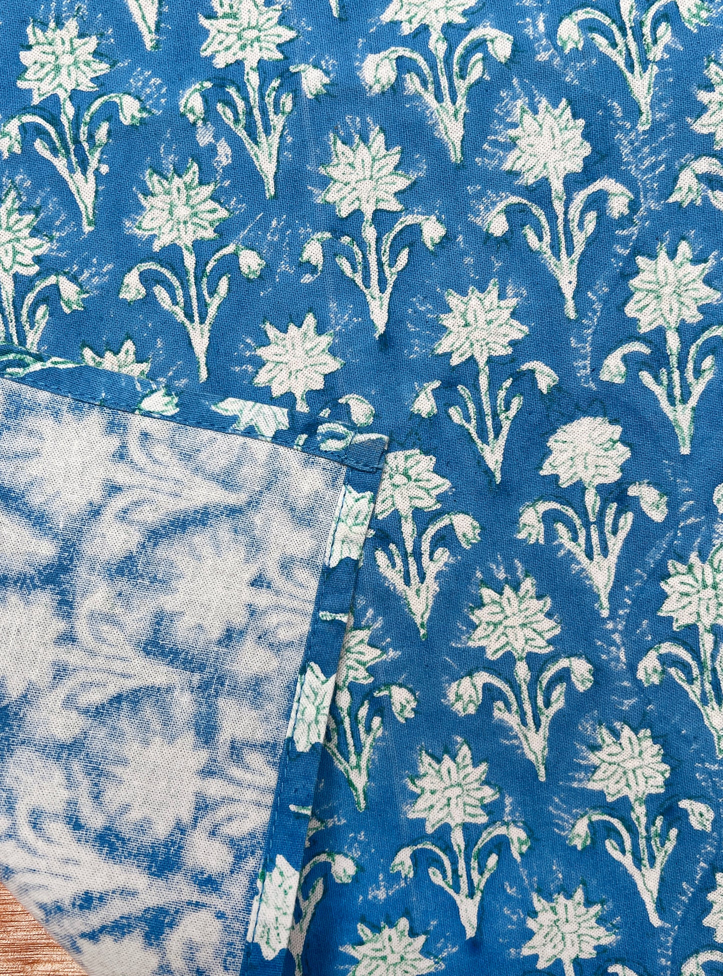 Block Printed Napkin Single :  Sariska Ocean