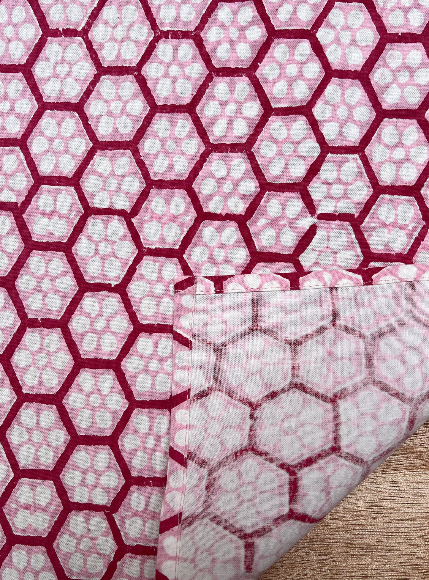 Block Printed Napkin :  Bhindi Blush Mix n Match Sheeting
