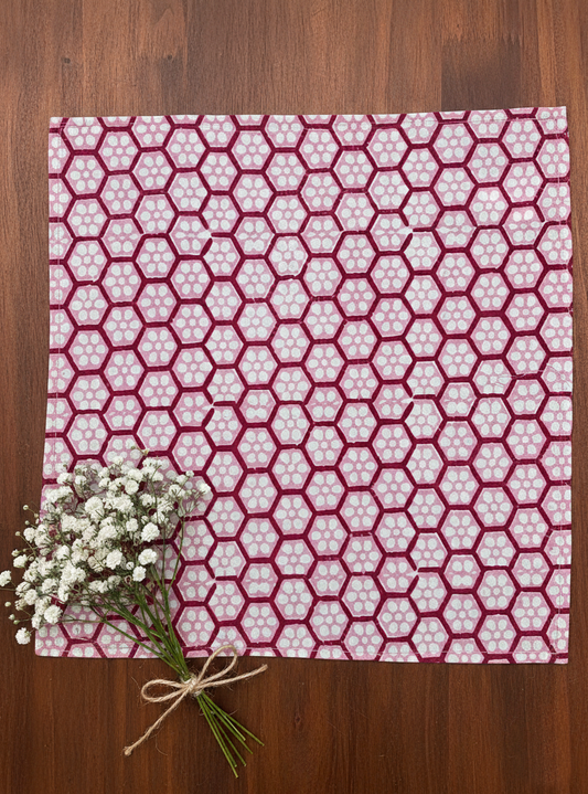 Block Printed Napkin :  Bhindi Blush Mix n Match Sheeting