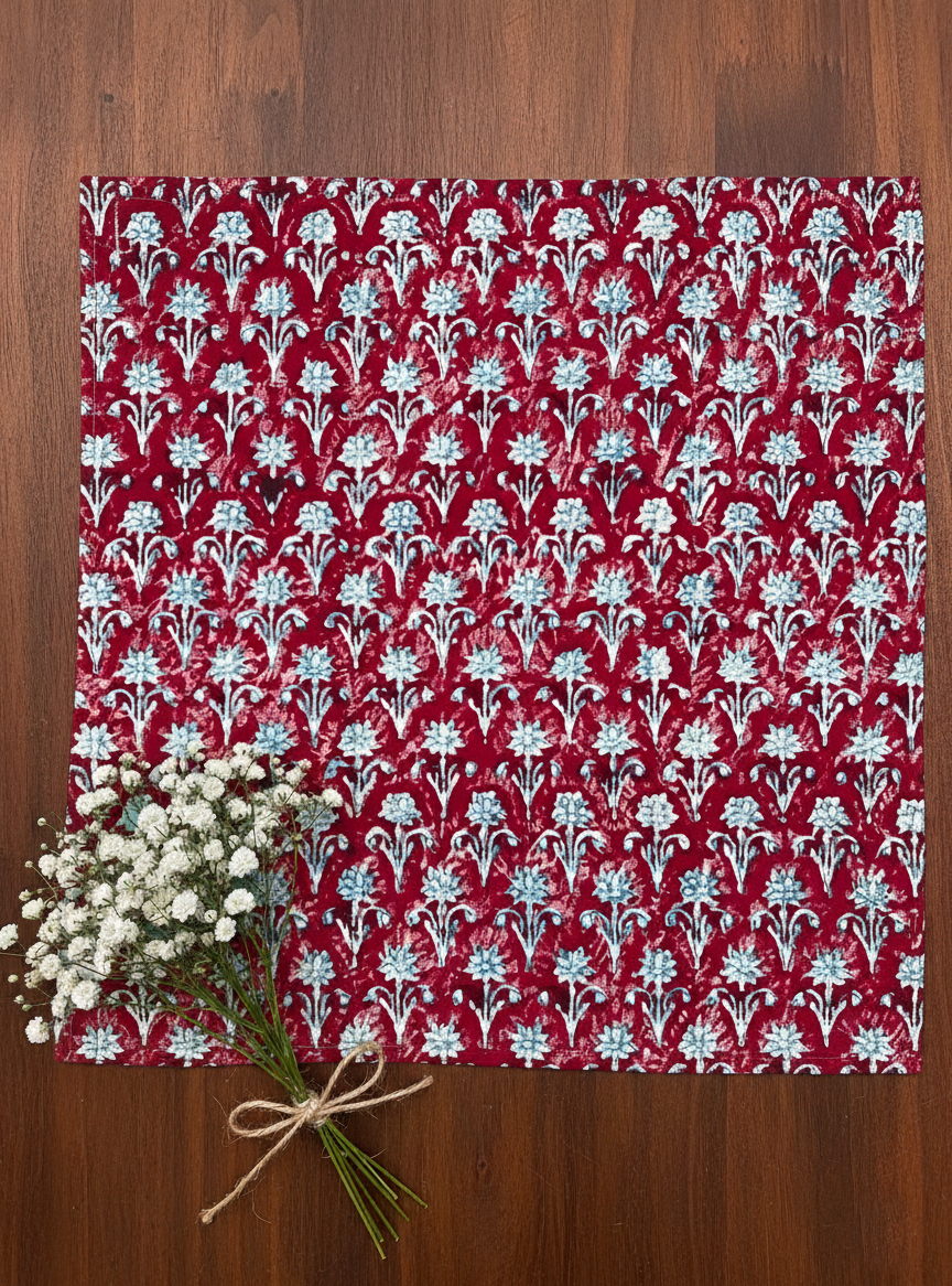 Block Printed Napkin Single : Sariska Ruby