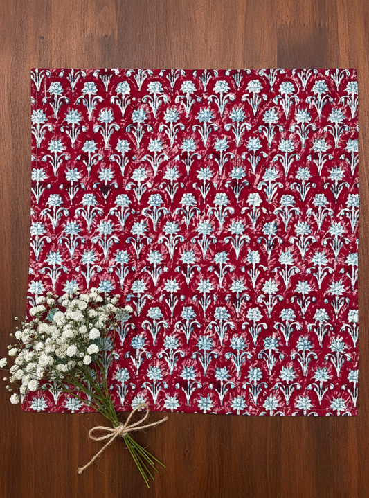 Block Printed Napkin Single : Sariska Ruby