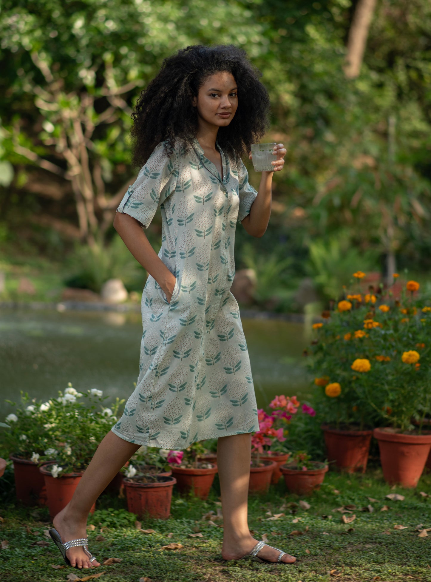 Boho Shirt Dress : Ali Boota Teal Voile