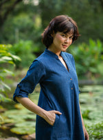 Boho Shirt Dress : Solid Navy Denim