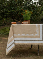 Block Printed Table Cloth : Tanjore Wheat Textured