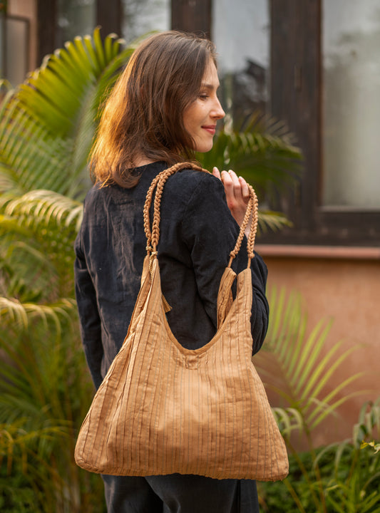 Braid Sling Bag : Reversible Bronze Cotton Satin