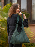 Braid Sling Bag : Reversible Emerald Cotton Satin