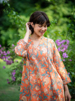 Branch Kurta : Florentine Orange Voile