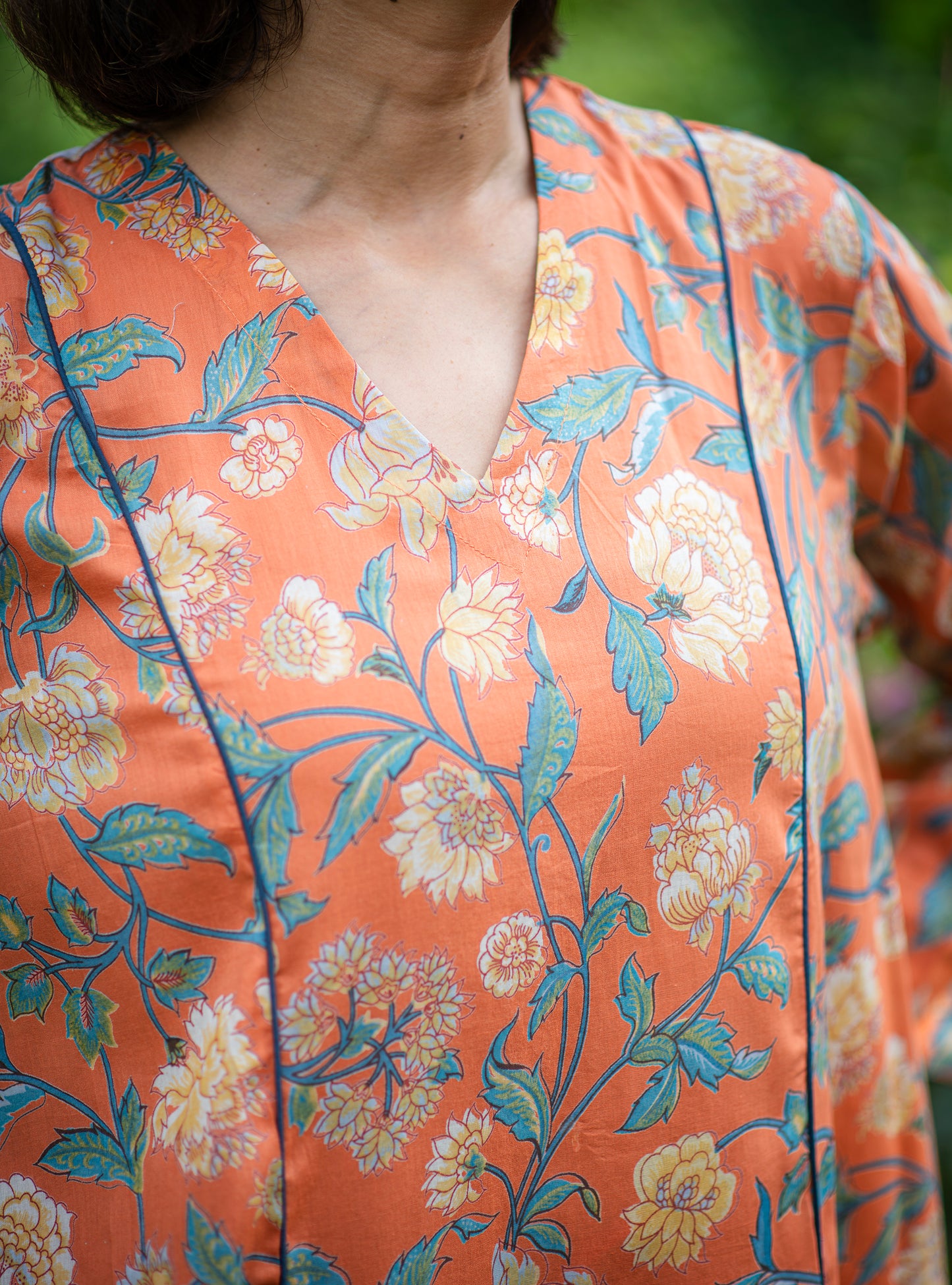 Branch Kurta : Florentine Orange Voile