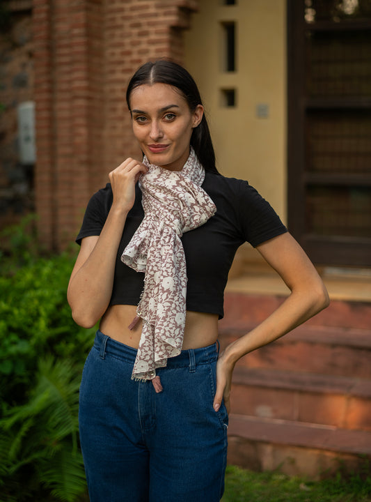 Button Stole : Camryn Mocha Voile